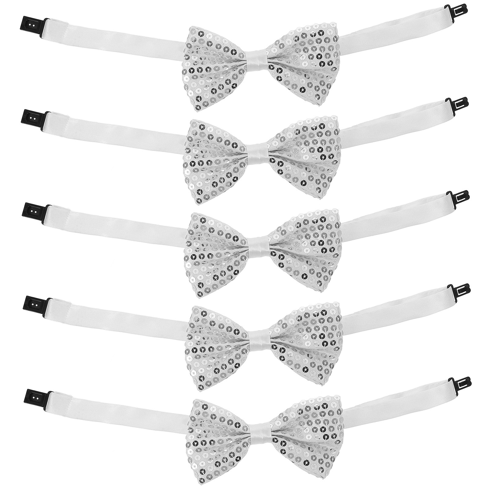 Bow Tie Pre Tied - 5 Stück Kinder-Pailletten-Schleifen, vorgefertigt, verstellbar, glitzernde
